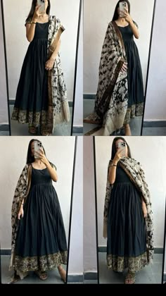 Black Frock Dress, Kalamkari Anarkali, Umbrella Kurti Design, Black Anarkali Dress, Traditional Dress Ideas, European Winter Fashion, Women's Style Tips