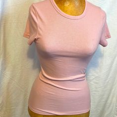 Pink By Victoria Secret Ribbed T-Shirt Size Smal/Medium / Very Tight Color Mauve New With Tag Fitted Basic Ribbed T-shirt, Everyday Ribbed T-shirt, Pink Ribbed Stretch T-shirt, Fitted Ribbed Short Sleeve Top, Solid Color Ribbed Short Sleeve Stretch Top, Solid Ribbed Stretch Short Sleeve Top, Solid Stretch Ribbed Short Sleeve Top, Fitted Ribbed T-shirt For Spring, Stretch Ribbed Solid Short Sleeve Top