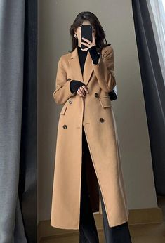 Vivian Seven Womens Wool Long Coat Long Trench Coat Women, Mantel Outfit, Trench Coats Women Long, Winter Trench, Coat Korean, Dress For Ladies, Winter Outwear, Winter Trench Coat, Fitted Coat