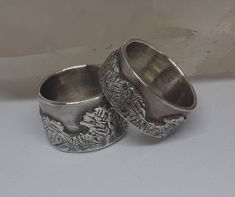 Excited to share the latest addition to my #etsy shop: Mountain Wedding Band Set - Custom from Pictures -Sterling - Personalized - Set of 2 - Matching - Nature Lovers - 7 and 9 mm Widths https://etsy.me/39qQXS0 #silver #yes #mountainrange #rusticweddingband #mountainri Professional Jewelry, Wedding Band Sets, Jewelry Cleaner, Mountain Wedding, Stacking Rings