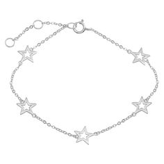 Super Star Bracelet D E T A I L S - M A T E R I A L S: • High quality of 18K Gold Plated Over 925 Sterling Silver • Stars: 6 mm -----------------------♡-------------------- SIZE: • 6 " + 1" Ext • All sourced from USA Silver Star Jewelry Aesthetic, Silver Star Jewelry, Star Jewelry Aesthetic, T Bracelet, Star Bracelets, Silver Star Bracelet, Jewelry Star, Bracelets Silver, Dope Jewelry