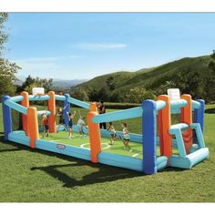 Contact Us Add to Favorite Welcome to LAexpresstradingLLC Contact Us Fast Shipping Hassle Free Return eBay Money Back Guarantee Authenticity Guarantee Huge 24' L x 12' W x 7' H Inflatable Sports Bouncer with Backyard Soccer and Basketball Court and Blower, Fits up to 8 Kids, Outdoor Backyard Sports Toy for Kids Boys Girls Ages 3-8   Features HUGE SIZE - Measuring 24' L x 12' W x 7' H 2-IN-1 SPORTS GAMES - Has both basketball hoops and soccer goals EASY SETUP & PLAY - Inflates in minutes for quick action MULTI KIDS CAN PLAY - So huge, this court can hold up to 8 kids at once INCLUDES - Basketball, soccer ball, pump and stakes AGES - 3 to 8 yrs The Little Tikes 2-in-1 Sports Arena The Little Tikes 2-in-1 Sports Arena is the ultimate inflatable sports center which gives kids the immersive exp Backyard Soccer, Huge Backyard, Backyard Sports, Soccer Goals, Backyard Toys, Fun Outdoor Games, Ball Pump, Inflatable Bouncers, Kids Backyard