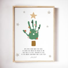 a green handprint with stars on it and the words, you're always happy today