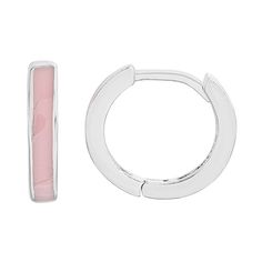 Add a colorful touch to your everyday outfits with these cute petit cheris hoops. Add a colorful touch to your everyday outfits with these cute petit cheris hoops. Length: 10 mm Backings: arched wire Nickel free Metal: sterling silver Plating: rhodium Finish: polished Packaging: boxed Size: One Size. Color: Pink. Gender: female. Age Group: kids. Huggie Hoop Earrings, Silver Enamel, Jewelry Earrings Hoops, Everyday Outfits, Gender Female, Age Group, 14k Gold, Hoop Earrings, Jewelry Earrings