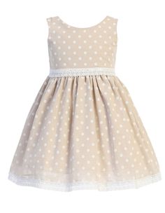 Stylish Easter dress by Swea Pea & Lilli designer brand. This sleeveless dress features bow adorning the waist. Cotton chambray polka-dot dress in khaki with lace trims. Your baby girl is sure to enjoy wearing this adorable dress. Made in USA. Polka Dot Summer Dress For Formal Occasions, Sleeveless Polka Dot Dress With Lace Trim, Polka Dot Dress With Lace Trim For Spring, Sleeveless Swiss Dot Summer Dresses, Black Tuxedo Suit, Christening Shoes, Polka Dot Skirt, Dot Skirt, Chambray Dress