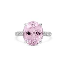 6.66 ct Oval Kunzite Ring with GIA certificate Gold And Pearl Jewelry, K Jewelry, Kunzite Ring, Halo Band, Gia Certificate, Pink Kunzite, Morganite Diamond, Pave Diamond Ring, High Jewellery