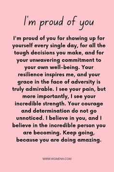 a pink background with the words i'm proud of you