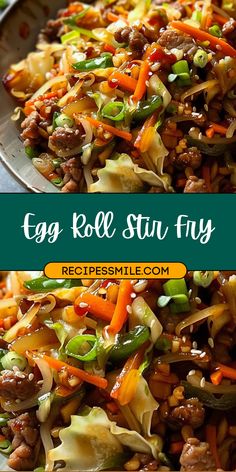 egg roll stir fry with vegetables in a pan