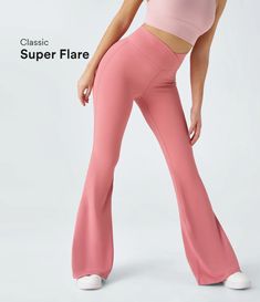 Discover Women’s Crossover High Waisted Back Pocket Super Flare Leggings at Halara, Crowd-Approved Affordable Choices Made For What Moves You. Pants Pocket, Leg Work, Womens Workout Outfits, Flare Leggings, Womens Activewear, Split Hem, Pants Color, Work Pants, Yoga Leggings