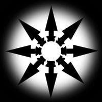 an abstract black and white photo with arrows in the shape of a sunburst