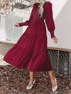 Lasaky - Womens Casual Round Neck Maxi Dress with Long Sleeves Maxi Dress With Long Sleeves, Floral Bodycon, Bodycon Floral Dress, Dress With Long Sleeves, Womens Casual, Daily Dress, Sleeveless Maxi Dress, Printed Maxi, Types Of Skirts