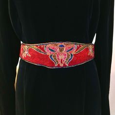 Omg - Love This Beautiful Vintage 80’s Regale Ltd Beaded Belt. Red Satin Lined, 34-1/4” Overall Length But Velcro Closed Length Is 28”. Never Worn. Perfect Unique, Accent Piece For The Holidays Waist Belts, Beaded Belt, Red Satin, Accent Pieces, All Black, Bead Work, Fashion Inspo, Style Inspiration, Women Accessories