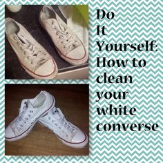 two pictures with the words do it yourself how to clean your white converse