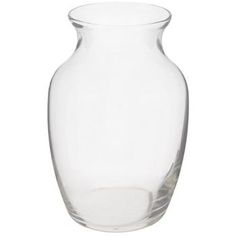 a clear glass vase is shown on a white background with no people around it or in the photo