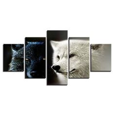 Animal Wolf Couple 5 Piece HD Multi Panel Canvas Wall Art Frame - Original Frame Wolf Couple, Wolf White, White Wolves, Sport Posters, 5 Piece Canvas Art, 5 Panel Wall Art, Wolf Wall Art, Inspiration Poster, Wolf Canvas