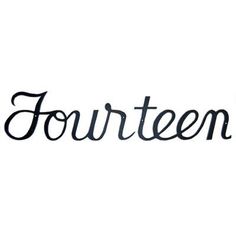 the word fourteen written in cursive black ink