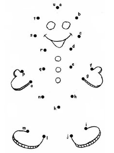 a cartoon face drawn in black and white