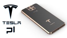 an image of a phone with the tesla logo next to it