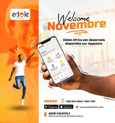 an advertisement for the mobile app called welcome november