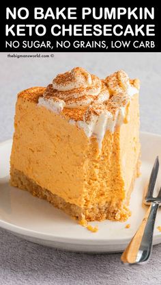 no bake pumpkin keto cheesecake with no sugar, no grains, low carb