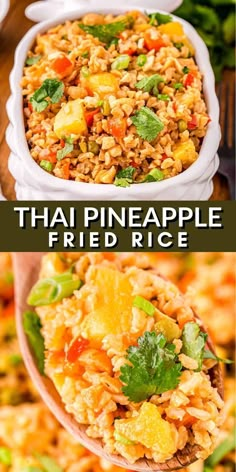 thai fried rice with pineapples and green onions