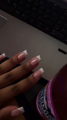 Short Clean Acrylic Nails, Basic Baddie Nails Square, Short French Tip Nails Square, Basic White French Tip Nails, Medium Nails French Tip, French Nails Medium Length, Medium Square Acrylic Nails French Tips, Medium Square French Tip Acrylic Nails, Basic Baddie Nails Short