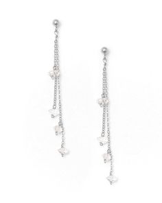 Rocio Herkimer Earrings by KOZAKH. 3mm Ball stud earrings with 1 1/2 inches long front drop