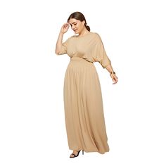 Khaki Cold Shoulder Plus Size Party Maxi Dress Spring Beige Maxi Dress For Banquet, Spring Banquet Beige Maxi Dress, Beige Party Maxi Dress, Beige Maxi Dress For Banquet, Beige Short Sleeve Maxi Dress For Evening, Beige Maxi Dress For Party, Beige Maxi Dress For Dinner, Chic Beige Maxi Dress For Dinner, Beige Maxi Dress For Summer Dinner