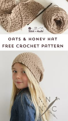 Free Childs Crochet Hat Pattern, Crochet Boho Hat Free Pattern, Slouchy Beanie Crochet Pattern Free Easy, Cotton Crochet Hats Free Pattern, Crochet Light Weight Yarn Patterns, Cotton Beanie Hat Pattern, Boho Crochet Hat, Free Crochet Slouchy Hat Patterns, Crochet Cotton Beanie