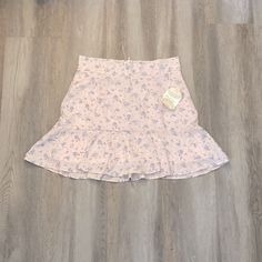 Altar’d State Pink Floral Skirt In Perfect Conditions With No Rips Pink Mini Hem Skirt For Spring, Spring Pink Mini Skirt, Feminine Mini Hem Bottoms For Spring, Feminine Mini Hem Lined Skirt, Spring Relaxed Mini Skirt, Fitted Feminine Floral Print Skort, Pink Floral Skirt, Altar'd State, Hair Stuff