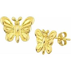 These handcrafted high-polished magnificent butterfly earrings will complement every jewelry collection. Butterflies are known to symbolize renewal and finding joy in life. They will be a classic heirloom gift for your loved ones. The high-polish will add extra sparkle to every outfit, day or night. It will be the perfect gift for every occasion. Size: One Size. Color: Metal Type. Gender: female. Age Group: adult. Butterfly-shaped Hallmarked Jewelry For Gift, Butterfly-shaped Yellow Gold Earrings For Anniversary, Yellow Gold Butterfly Earrings For Anniversary, Pierced Butterfly Jewelry For Anniversary, Butterfly-shaped Yellow Gold Anniversary Earrings, Hypoallergenic Yellow Gold Butterfly Jewelry, Hypoallergenic Butterfly-shaped Yellow Gold Jewelry, Hypoallergenic Butterfly Yellow Gold Jewelry, Butterfly-shaped Jewelry With Matching Earrings For Anniversary