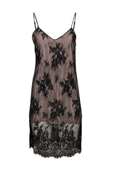 Current Boutique-Gold Hawk - Black Lace w/ Beige Underlay Slip Dress Sz XS Black Slip Dress With Contrast Lace For Night Out, Chic Black Slip Dress With Contrast Lace, Delicate Lace Dress For Summer Nights Out, Summer Lace Dress With Lace Closure For Date Night, Lace Slip Dress With Contrast Lace For Night Out, Sheer Lace Evening Dress With Spaghetti Straps, Chic Lace Slip Dress With Contrast Lace, Chic Lace Slip Dress With Contrast Detail, Lace Trim Spaghetti Strap Dress For Night Out