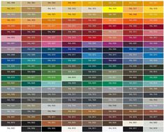 the color chart for different shades of paint