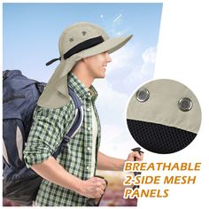 Solaris outdoor sun protection hat is perfect for camp, hiking, kayaking, gardening, traveling, fishing, beach, pool or any other outdoor sport activity for all season use! Features: - Made of protective micro-fiber features in 100 SPF/ UPF 50 to prevent sun burn. - Light-weight, foldable, easy to carry. - Wide brim and neck cover provides additional sun protection. - One size fits most adult. - Mesh on both sides design, great ventilated to keep you cool in summer. - Moisture-dispersing sweatband with adjustable rear drawstring, windproof, breathable, quick-drying - Great gift for men and women - This hat can be used as a Fishing hat, Sun Protection hat, Gardening hat, Safari hat, Boating hat, Travel hat, Hiking hat, Hunting hat, and Outdoor hat. SKU: 1SLSH912 Package included: 1 x Fishin Women Hunting, Field Research, Boat Hat, Summer Fishing, Hiking Hat, Gardening Hat, Hunting Women, Hunting Hat, Safari Hat