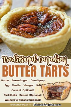 Traditional Canadian Butter Tarts | Easy Dessert Recipes Best Butter Tarts, Diy Dessert Recipes, Butter Tarts Recipe, Canadian Butter Tarts, Christmas Party Menu, Butter Tart, Sweet Savory Recipes, Diy Dessert, Homemade Pie Crust Recipe