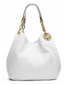 Сумка MICHAEL Michael Kors Fulton Large Leather Shoulder Bag Optic White Cadeau St Valentin, Hand Bags For Women, Purse White, Bold Logo