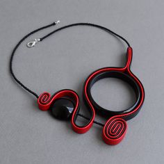 "Pop art black and red collar or set by your choice from Ocular collection. Unusual artistic short necklace, Contemporary bohemian jewelry Very stylish black red necklace. This unusual abstract and asymmetric jewelry set is perfect for elegant artistic style or for casual contemporary clothing combinations.  Eye catching, distinct, specific jewelry for those who love to wear unique artistic details.  Dimensions: - Necklace length: about 20\"/ 49cm - Ring is soft and comfortable, size is made by Black Adjustable Jewelry With Unique Design, Adjustable Black Jewelry With Unique Design, Unique Red Choker As A Gift, Unique Red Choker For Gift, Artsy Handmade Black Necklace, Unique Black Pendant Necklace, Black Jewelry With Unique Design As Gift, Black Jewelry With Unique Design For Gift, Modern Red Adjustable Necklace