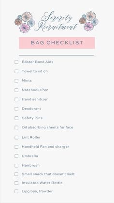 a pink and white checklist with flowers on it