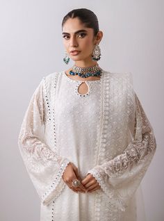 Nehar Elegant Lace Work Embroidered Fabric For Reception, Elegant Embroidered Lace Work Fabric For Reception, Elegant Embroidered Fabric With Lace Work For Receptions, Elegant Embroidered Lace Fabric For Receptions, Off White Traditional Wear With Dabka Work, Elegant Lace Fabric With Resham Embroidery, White Salwar Kameez With Floral Embroidery, Festive Off White Salwar Kameez With Floral Embroidery, Festive Off-white Salwar Kameez With Floral Embroidery