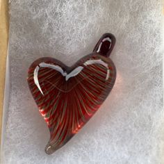 This Is A Handmade Blown Glass Heart Pendant You Will Need To Provide The Chain Of Your Choosing Has A Nice Opening To Hold The Heart Pretty Red Design Going Through It One Of A Kind Heart Itself Is 1" From Opening To Bottom It Is 1/4" Thick Never Worn Glass Heart Necklace, Going Through It, Stained Glass Ideas, Red Design, Glass Heart, Hand Crafted Jewelry, Glass Ideas, Kind Heart, Crafted Jewelry