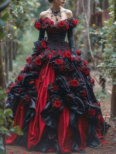 Purple Gothic Dress, Black Dress With Roses, Dress With Roses, Purple Gothic, Gothic Wedding Dress, Flowers Dress, Barbie Dress Fashion, Fairy Dresses, Barbie Gowns