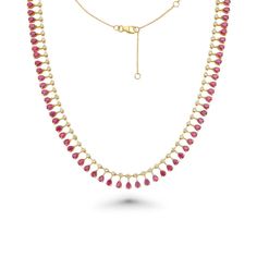 Diamond & Dangling Pear Shape Pink Sapphire Choker Necklace (17.00 ct.) in 14K Gold Sapphire Choker, Beautiful Diamond Necklace, Diamond Red, Red Sapphire, Diamond Tennis Necklace, Choker Style, Tennis Necklace, Memorable Gifts, White Diamonds