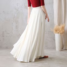 "you can wear it as a casual skirt for travelling, having a picnic with your friends, dating and shopping, Perfect for lazy days that you want to sustain a chic and stylish appearance. DETAIL * More colors available https://etsy.me/3yhKdBt * cotton linen skirt * off white skirt with liner * Elastic Waistband * High waist skirt * Pleated waistband * Ankle length * Plus size skirt, causal skirt * Perfect for Summer, spring and Autumn * Machine Washable in Warm/Cold Water/Do not bleach /Mid-iron /H Non-stretch Flared Beige Skirt, White Non-stretch Lined Skirt, Beige Non-stretch Long Skirt, Beige Cotton Flared Maxi Skirt, Beige Flared Cotton Maxi Skirt, Elegant Non-stretch Cotton Skirt, Beige Long Skirt With Lining, Non-stretch Pleated Wide-leg Maxi Skirt, Non-stretch Cotton Pleated Maxi Skirt