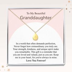 ✅GRANDDAUGHTER GIFT: Celebrate the special bond with your Granddaughter with a custom necklace made exclusively for her. Perfect for birthdays, Christmas, graduation or just because, this timeless piece is beautifully paired with a heartfelt message card and a charming gift box. Make her feel special with a necklace as unique as she is! ✅NECKLACE DETAILS * Engraved Initial necklace * 18K gold over stainless steel * Pendant dimensions .57 /.41 inch * 5A cubic zirconia stone * Adjustable cable cha Birthday Gift Necklace With Hallmark, Grandma Granddaughter, Gift For Granddaughter, Granddaughter Necklace, To My Granddaughter, Granddaughter Birthday, Granddaughter Gift, Feel Special, Stainless Steel Pendant