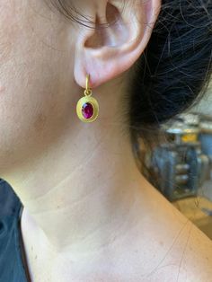 Byzantine Style Round Gemstone Jewelry, Oval Ruby Jewelry With Faceted Detail, Oval Faceted Ruby Jewelry, Faceted Oval Ruby Jewelry, Oval Cabochon Ruby Jewelry With Bezel Setting, Hand Forged Gold Ruby Jewelry, Elegant 22k Gold Jewelry With Bezel Setting, 22 Karat Gold Jewelry, Ancient Roman Jewelry