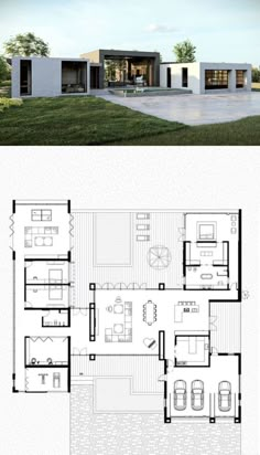 the floor plan for this modern house is very large and has lots of space to put in