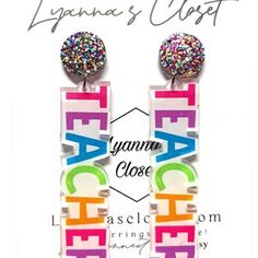 Teacher Earrings Back to School Earrings Teacher | Etsy Personalized Multicolor Jewelry For Teacher Appreciation, Playful Personalized Multicolor Earrings, Playful Multicolor Personalized Earrings, Trendy Personalized Jewelry For School, Trendy Nickel-free Earrings For Mother's Day, Cute Personalized Earrings For Everyday Use, Cute Personalized Earrings For Everyday, Trendy Personalized Adjustable Earrings, Personalized Fun Dangle Earrings