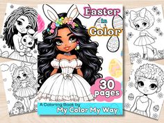 an easter coloring book for girls with bunny ears