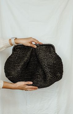 This lightweight exotic oversized straw bag is perfect for summer and is perfect for any occasion. A black oversized clutch with plenty of space inside is the perfect accessory for your summer wardrobe. Cloud bag is available to order Size: XL: Height  - 9.05 inches (23 cm) Width of the bag itself is  - 17.71 inches (45 cm) Depth - 7.87 inches (20 cm) * Please note that depending on the type and settings of your screen, the color of the product may differ slightly from the photo. Even the most p Woven Straw Tote Bag For Evening, Evening Woven Straw Tote Bag, Elegant Black Woven Leather Straw Bag, Chic Black Crochet Bag With Woven Leather, Chic Handwoven Clutch For Daily Use, Natural Crochet Clutch Bag For Evening, Chic Handwoven Clutch For Everyday, Chic Handwoven Everyday Clutch, Natural Crochet Evening Clutch Bag