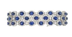 The Sapphire and Diamond Bracelet exudes an air of regal elegance, combining the rich allure of sapphires with the dazzling brilliance of diamonds, all set within an 18KT white gold frame. Wearing this bracelet is akin to wearing a work of art. 54 Sapphires - 23.79CT 54 Round Diamonds - 3.18CT 756 Round Diamonds - 5.64CT 18KT White Gold Luxury Sapphire Diamond Bracelet Classic Style, Formal Sapphire Diamond Jubilee Bracelet, Luxury Sapphire Diamond Bracelet With Gemstones, Luxury Sapphire And Diamond Bracelet, Luxury Sapphire Diamond Bracelet, Brilliant Cut, Sapphire Bracelet, Unique Bracelets, Sapphire Gemstone, Instagram Followers